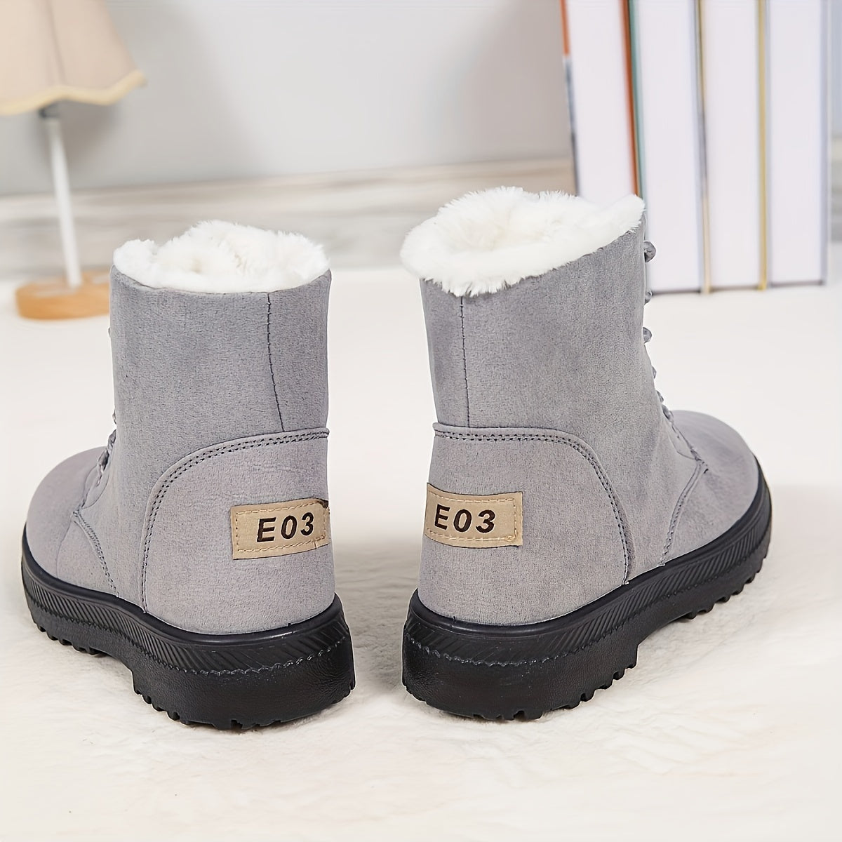 Marianne Plush Lined Cushioned Lace-Up Ankle Boots