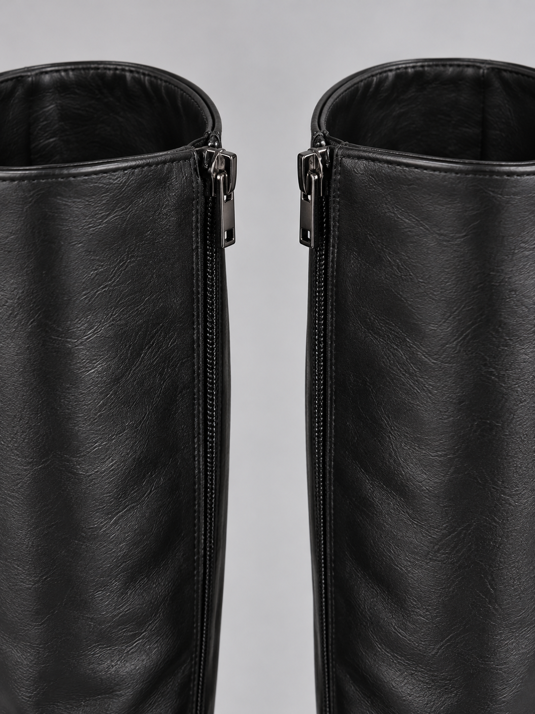 Selina Leather Look Pointed Toe Block Heel Knee High Boots