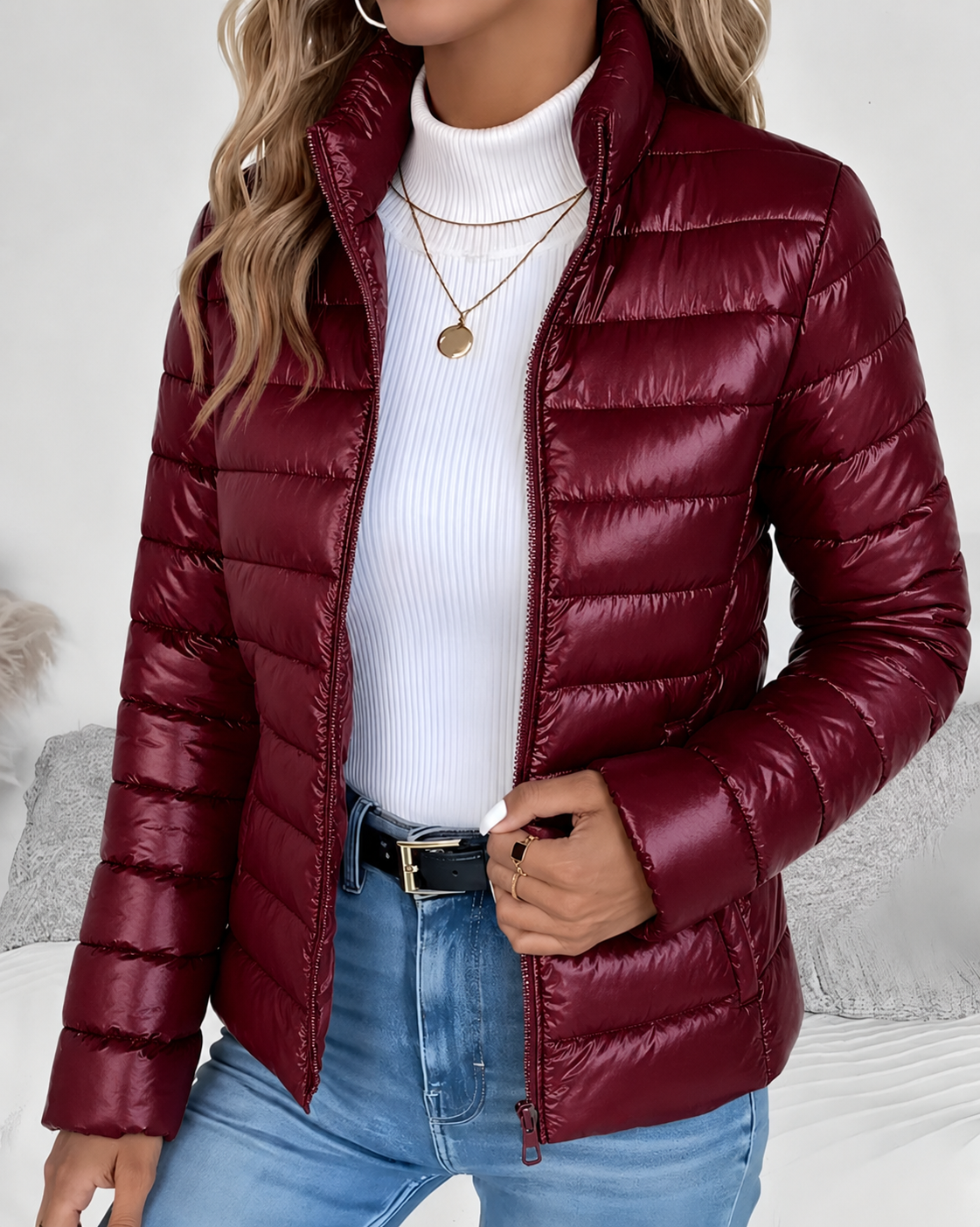 Laurette Lightweight Stand Collar Puffer Jacket