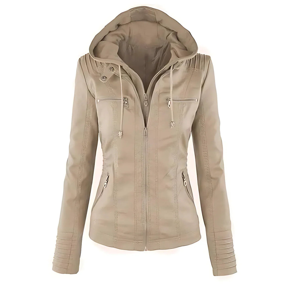 Nerina Removable Hood Vegan Leather Biker Jacket