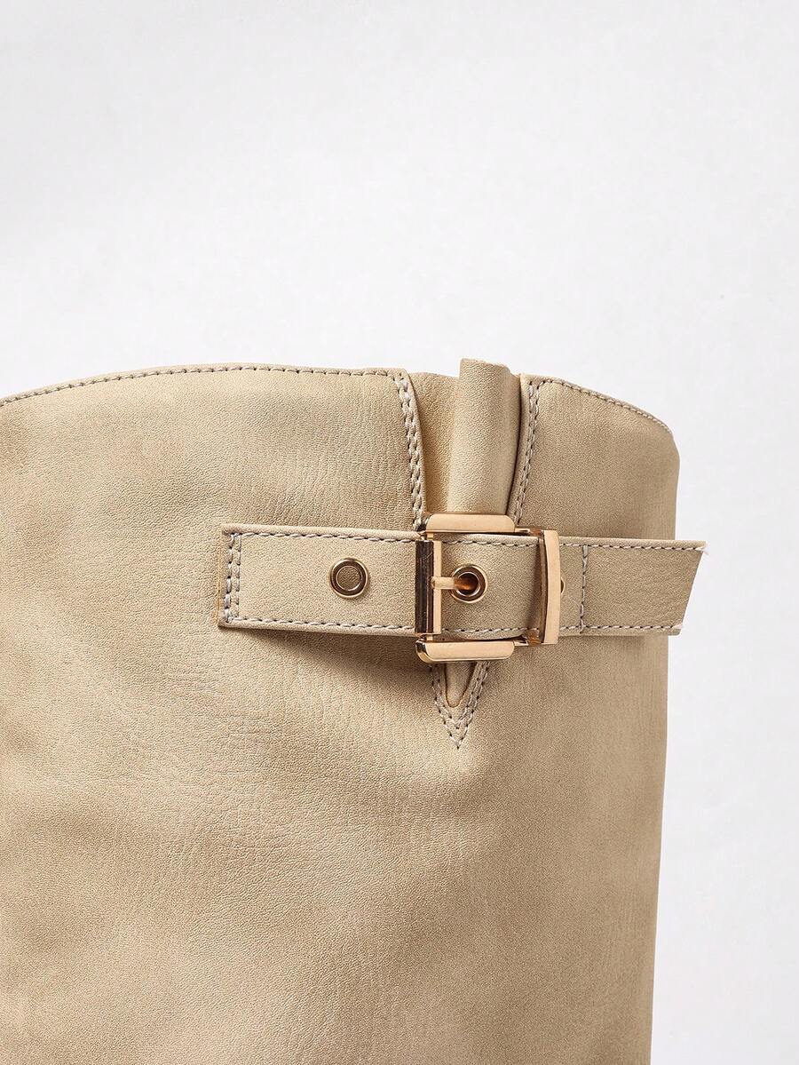 Wilhelmina Double Buckle Vegan Leather Knee High Boots