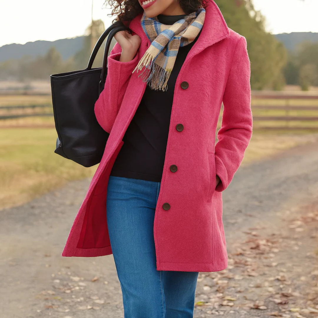 Yvette Longline Notch Collar Single-Breasted Winter Coat