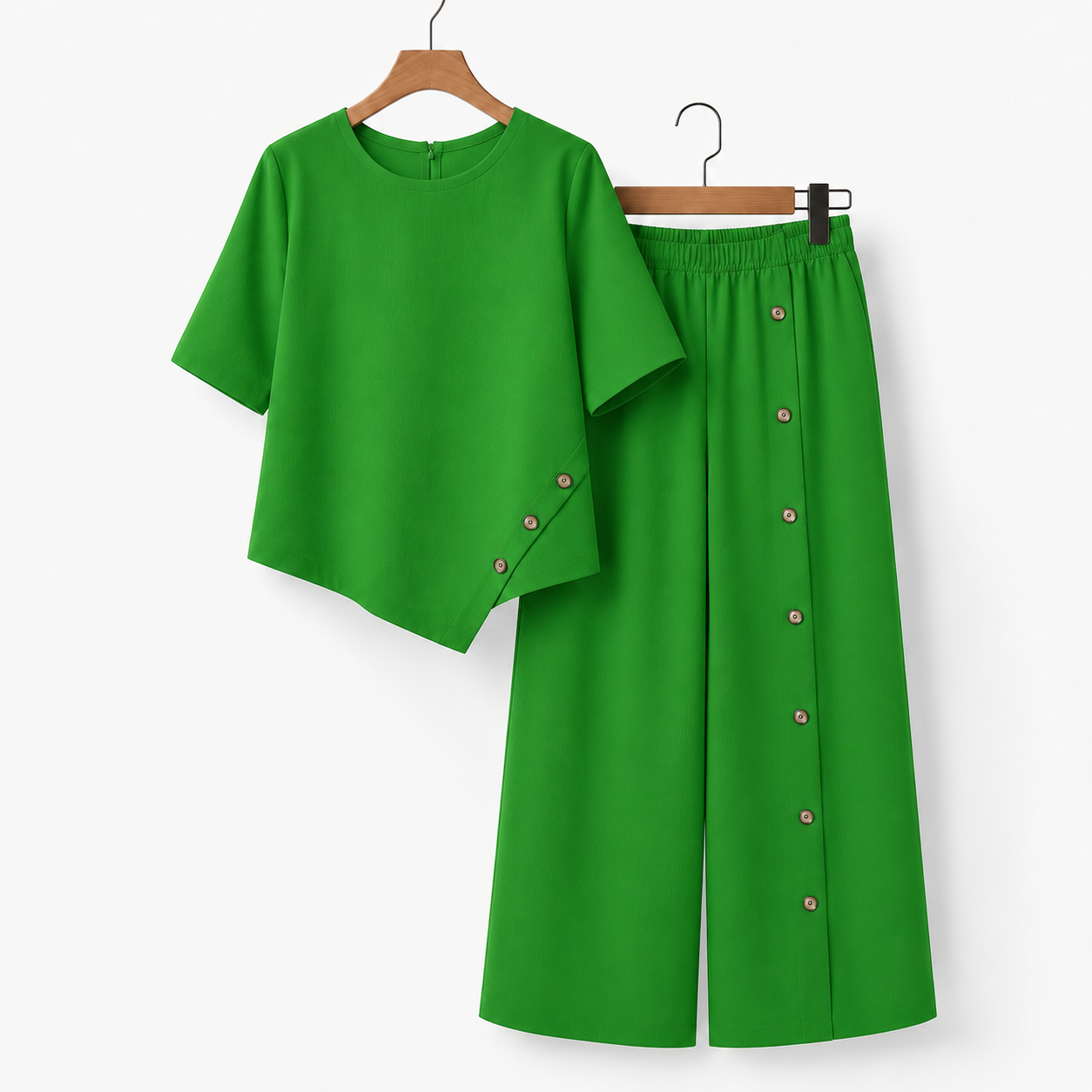 Rosina Irregular Hem Wide-Leg Pants Set