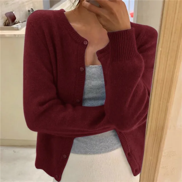 Melina Round Neck Button Front Knit Cardigan