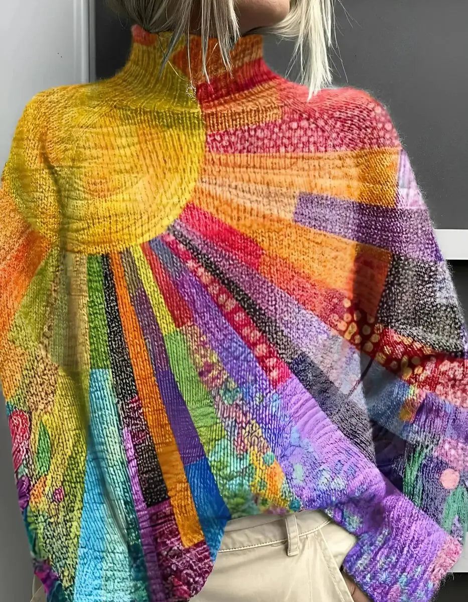 Claudia Multicolour Rainbow Knit Turtleneck Jumper
