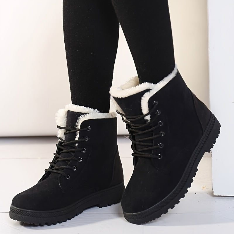 Marianne Plush Lined Cushioned Lace-Up Ankle Boots