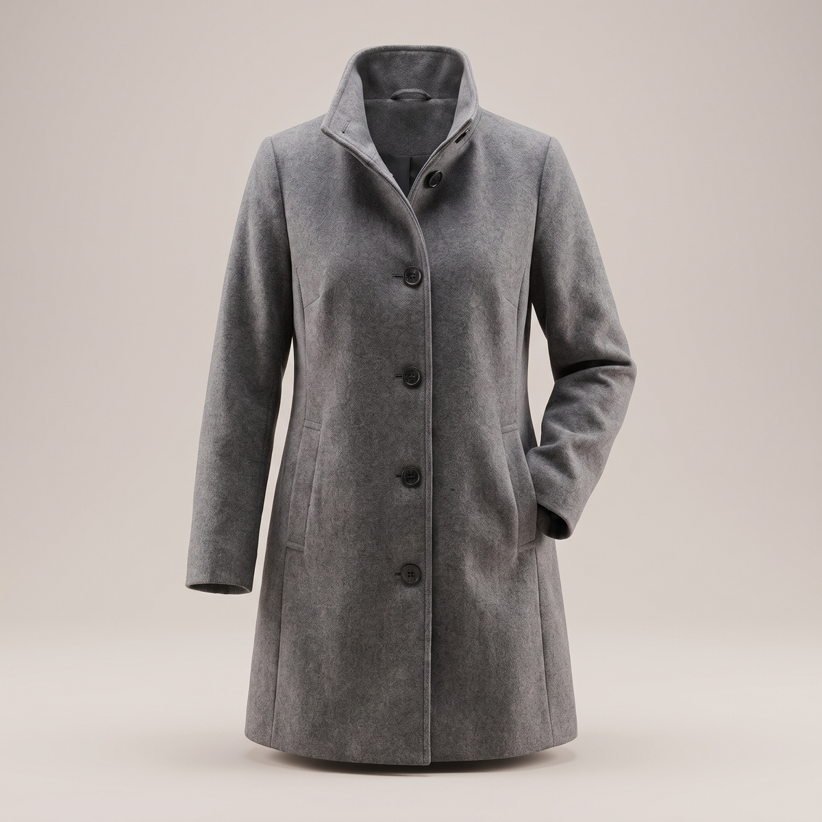 Antonella Straight Cut Button Front Wool Coat