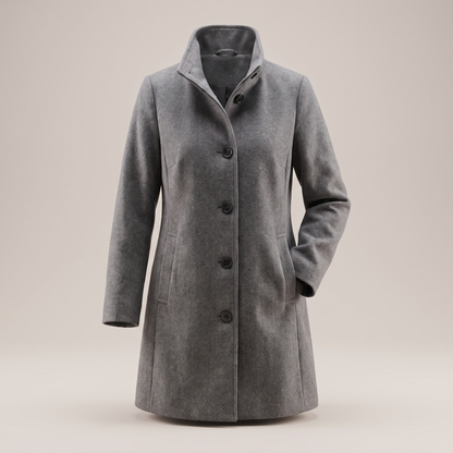 Antonella Straight Cut Button Front Wool Coat