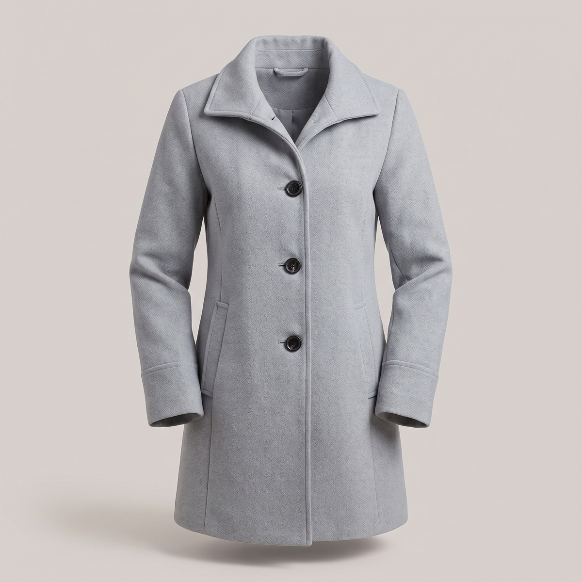 Antonella Straight Cut Button Front Wool Coat