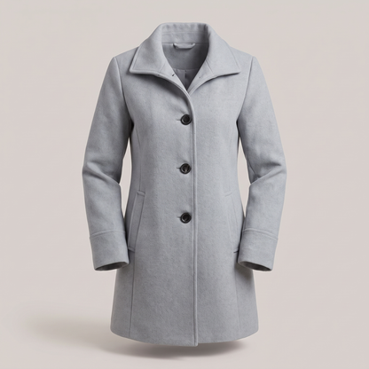 Antonella Straight Cut Button Front Wool Coat