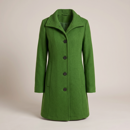 Antonella Straight Cut Button Front Wool Coat