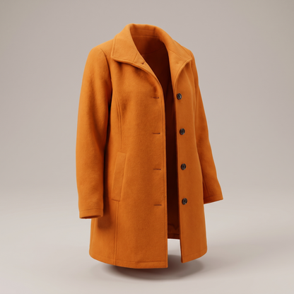 Antonella Straight Cut Button Front Wool Coat