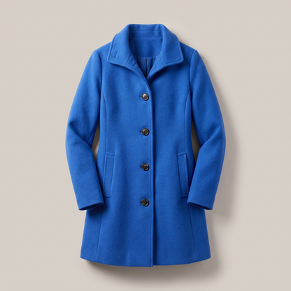 Antonella Straight Cut Button Front Wool Coat