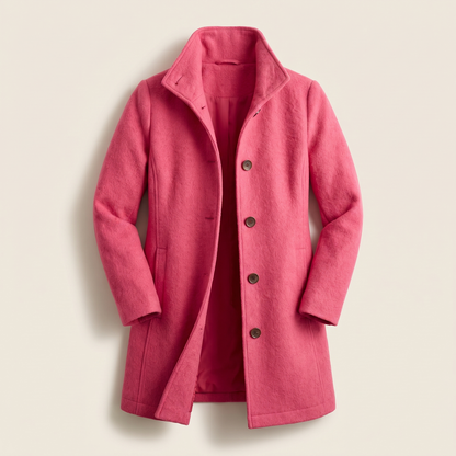 Antonella Straight Cut Button Front Wool Coat