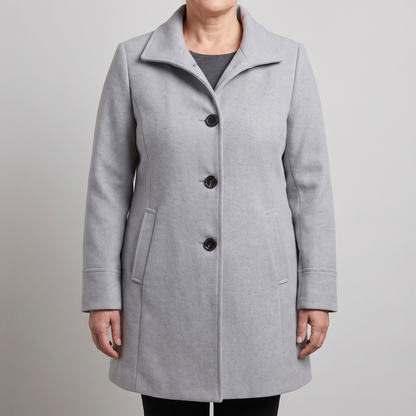 Antonella Straight Cut Button Front Wool Coat