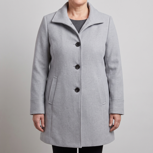 Antonella Straight Cut Button Front Wool Coat