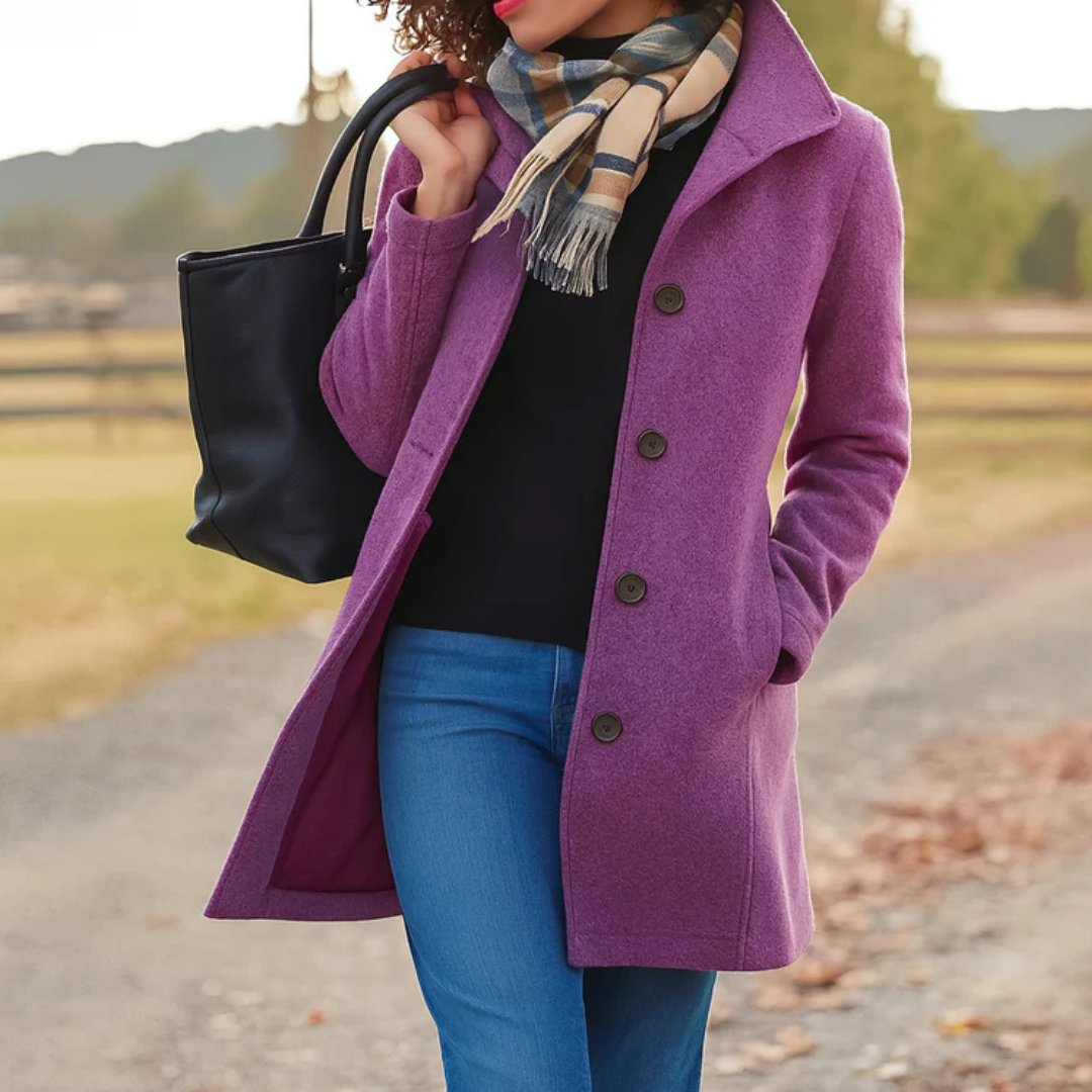 Yvette Longline Notch Collar Single-Breasted Winter Coat