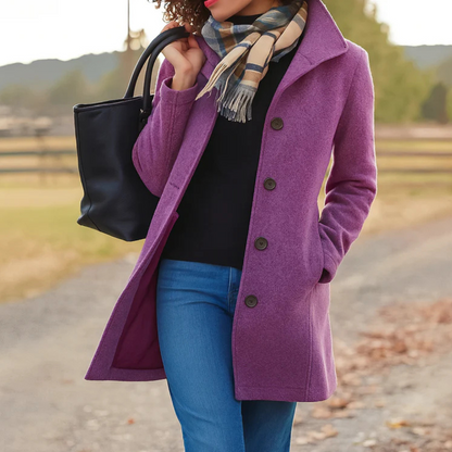 Yvette Longline Notch Collar Single-Breasted Winter Coat