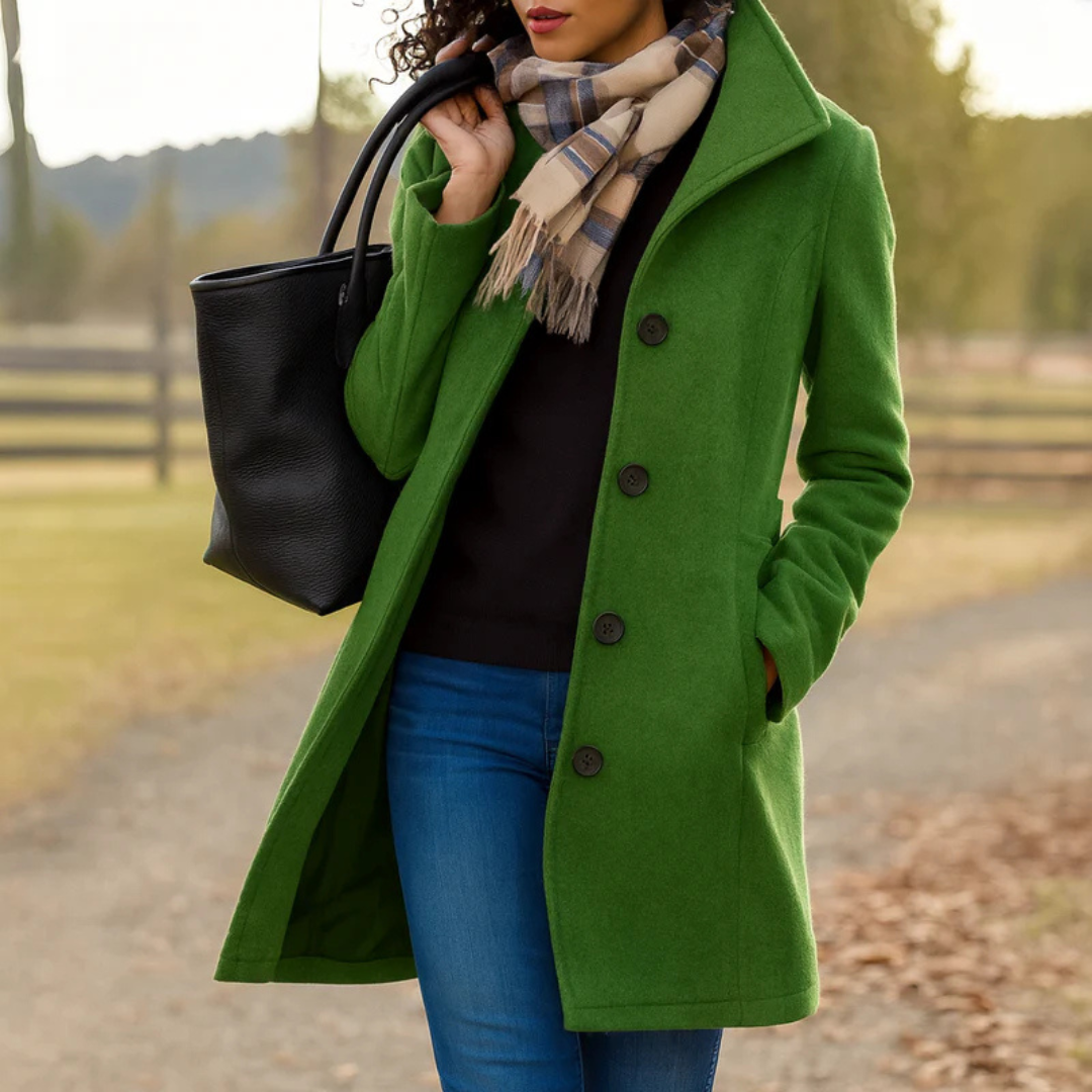 Yvette Longline Notch Collar Single-Breasted Winter Coat