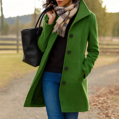 Yvette Longline Notch Collar Single-Breasted Winter Coat
