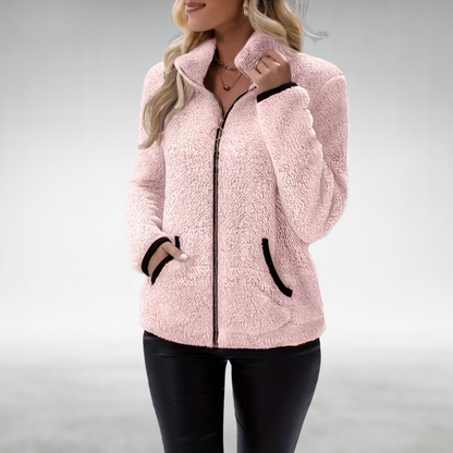 Yasmina High Collar Teddy Fleece Zip Jacket