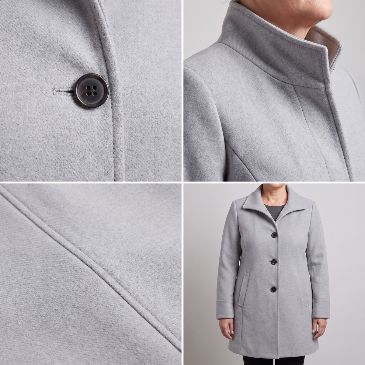Antonella Straight Cut Button Front Wool Coat