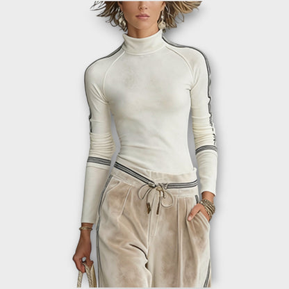 Zinnia Mock Neck Knit Top Velour Trouser Set