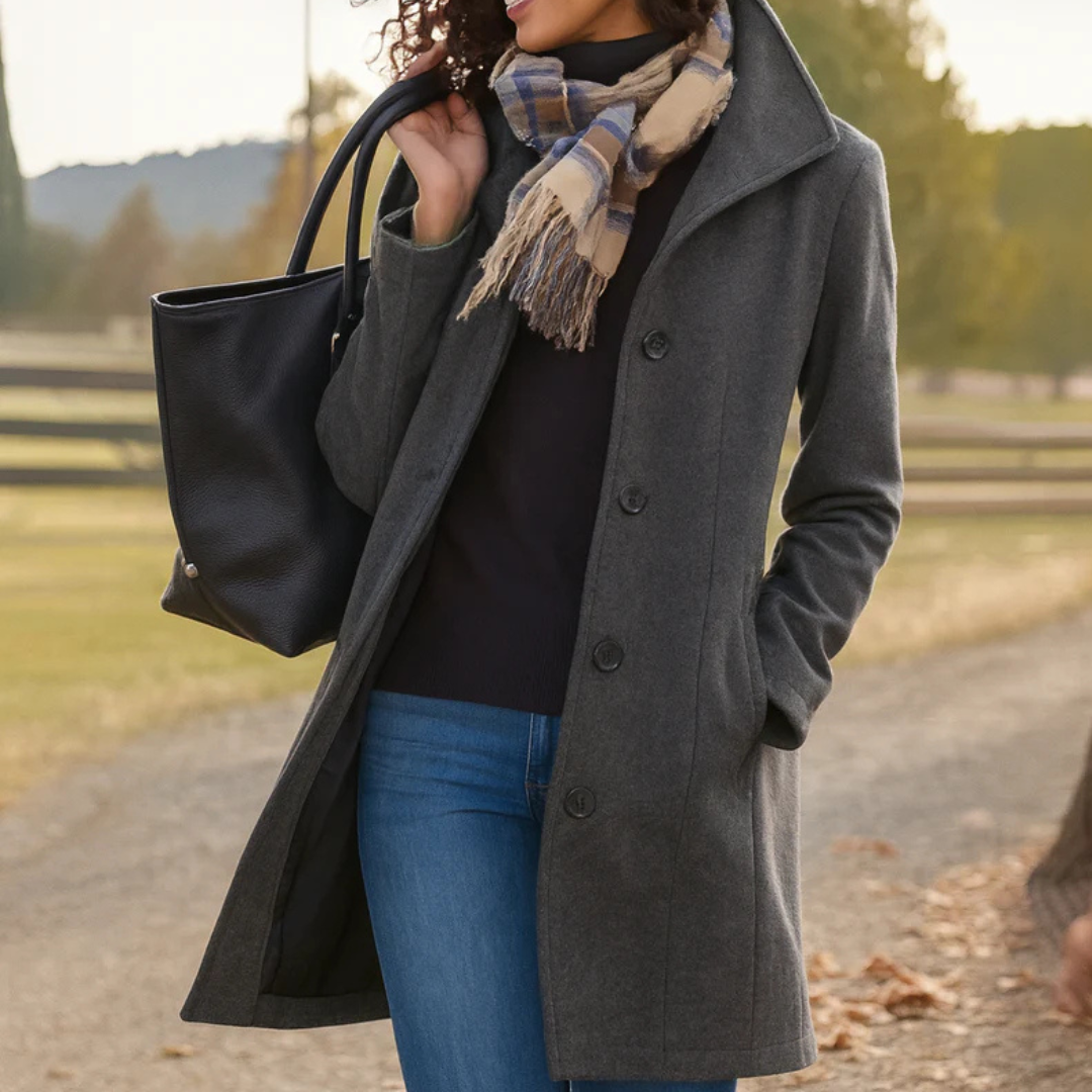 Yvette Longline Notch Collar Single-Breasted Winter Coat
