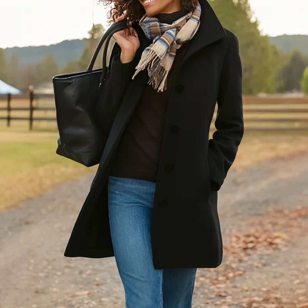 Yvette Longline Notch Collar Single-Breasted Winter Coat