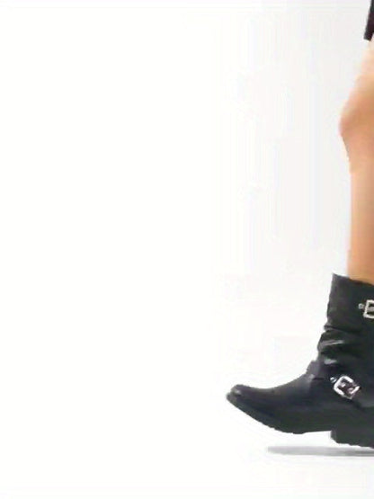 Bernadette Slouch Buckle Low Heel Mid-Calf Boots