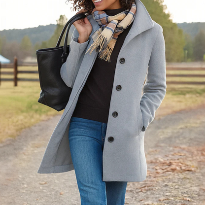 Yvette Longline Notch Collar Single-Breasted Winter Coat