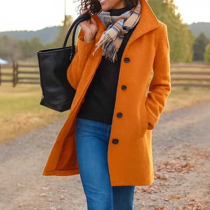 Yvette Longline Notch Collar Single-Breasted Winter Coat