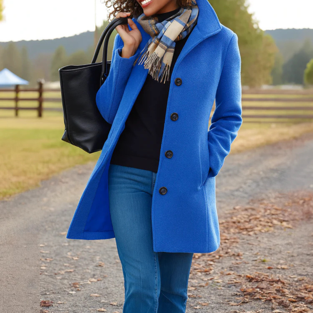 Yvette Longline Notch Collar Single-Breasted Winter Coat