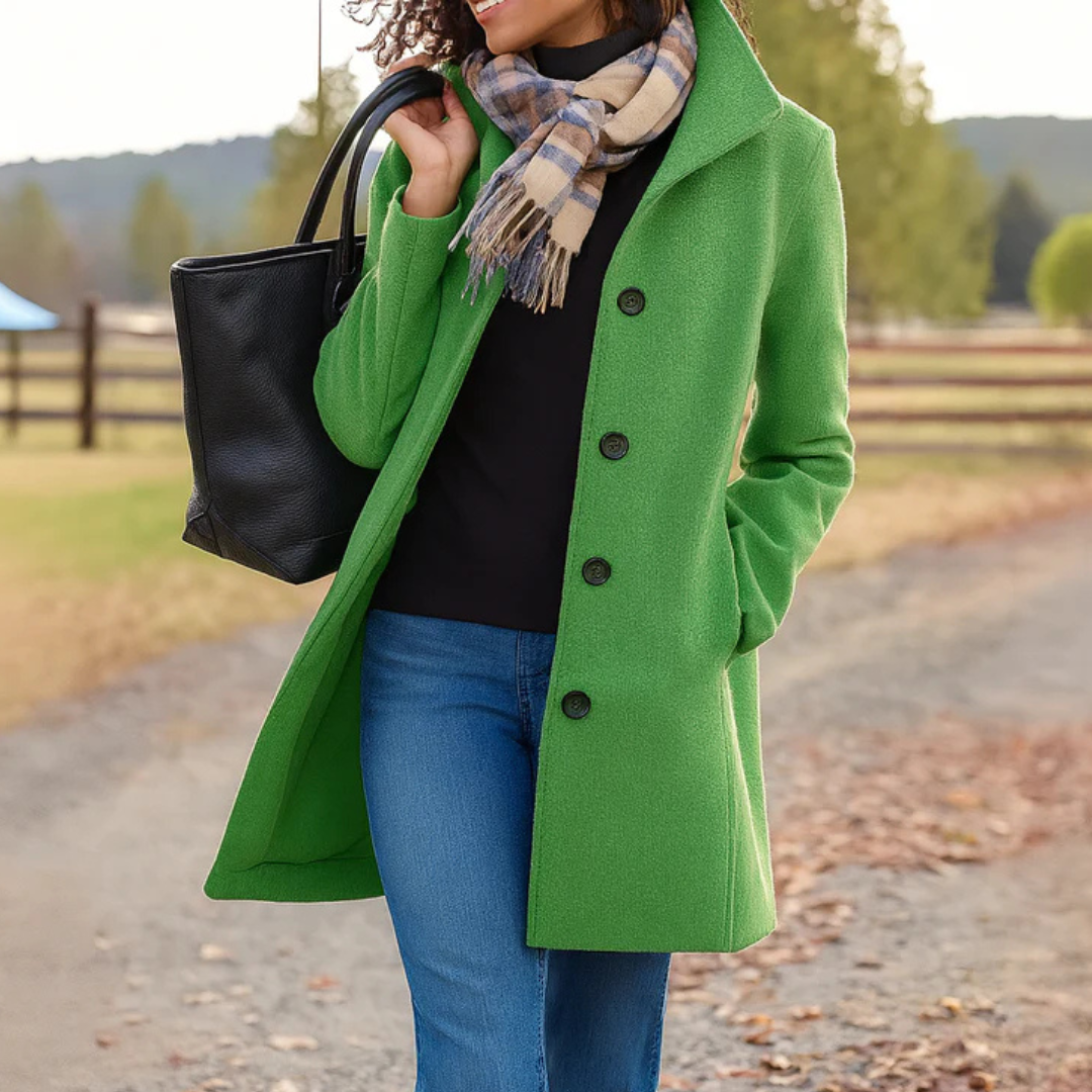 Yvette Longline Notch Collar Single-Breasted Winter Coat