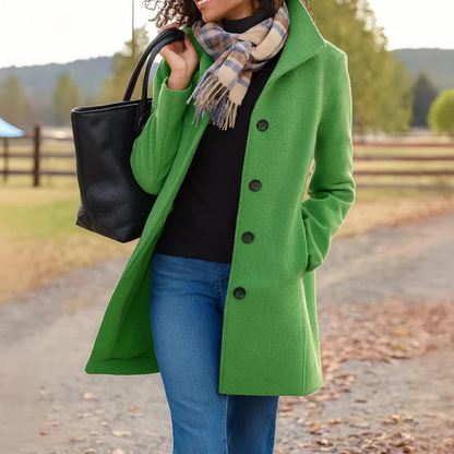 Yvette Longline Notch Collar Single-Breasted Winter Coat