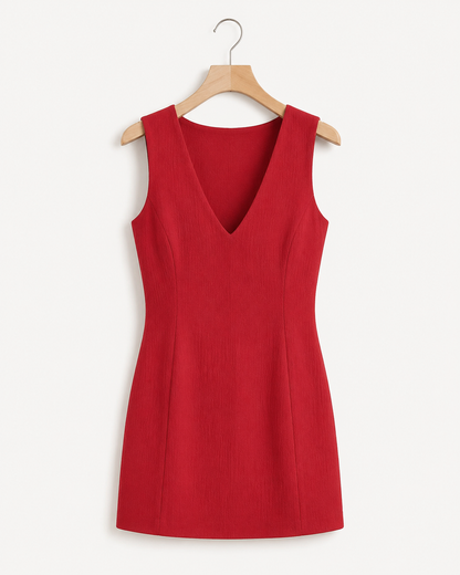 Amelie Crinkle Linen V-Neck Mini Dress