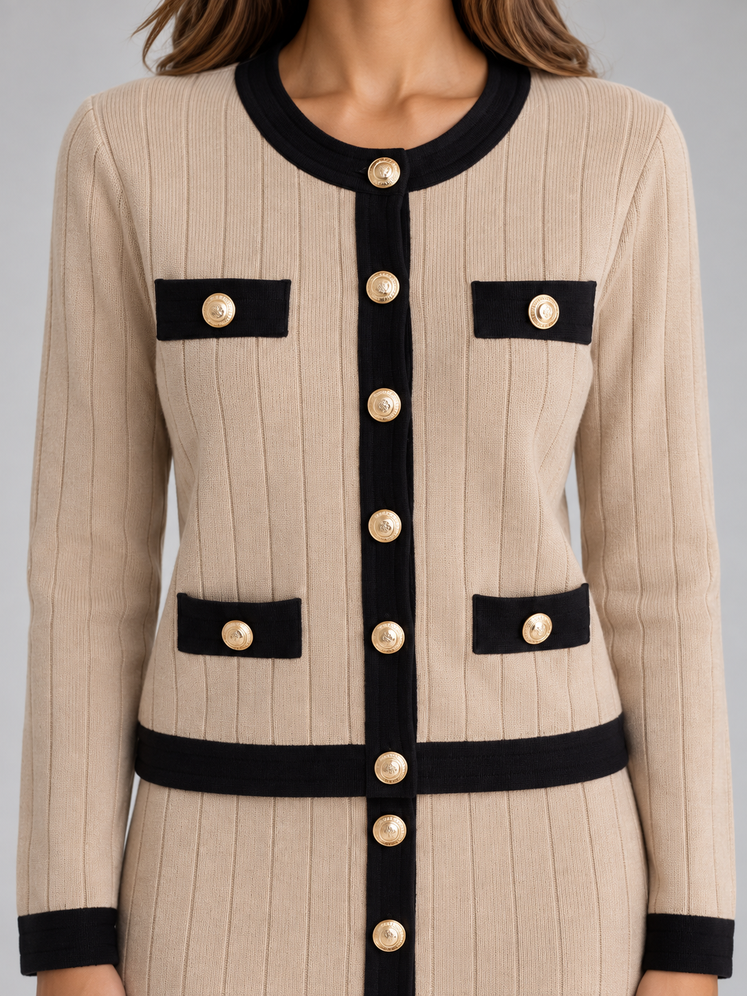 Letitia Ribbed Knit Cardigan Midi Skirt Co-Ord Set