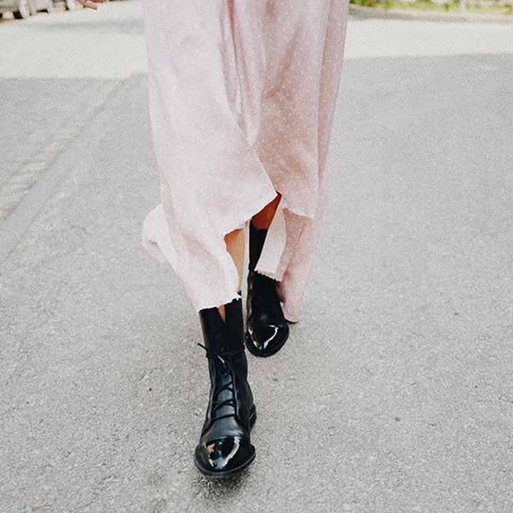 Eulalie Leather Lace-Up Pointed Toe Block Heel Boots