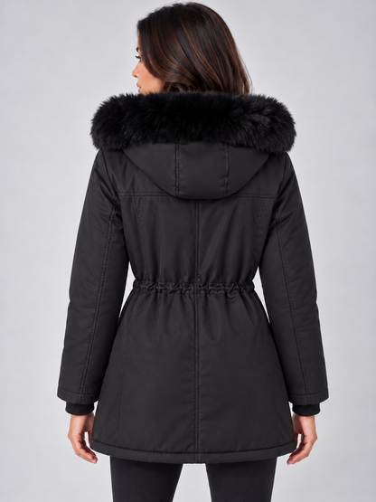 Maribel Faux Fur Lined Drawstring Waist Winter Parka