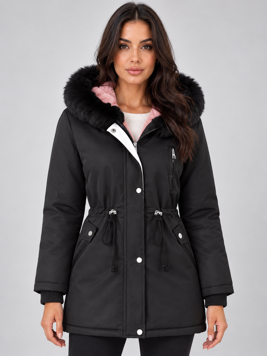 Maribel Faux Fur Lined Drawstring Waist Winter Parka