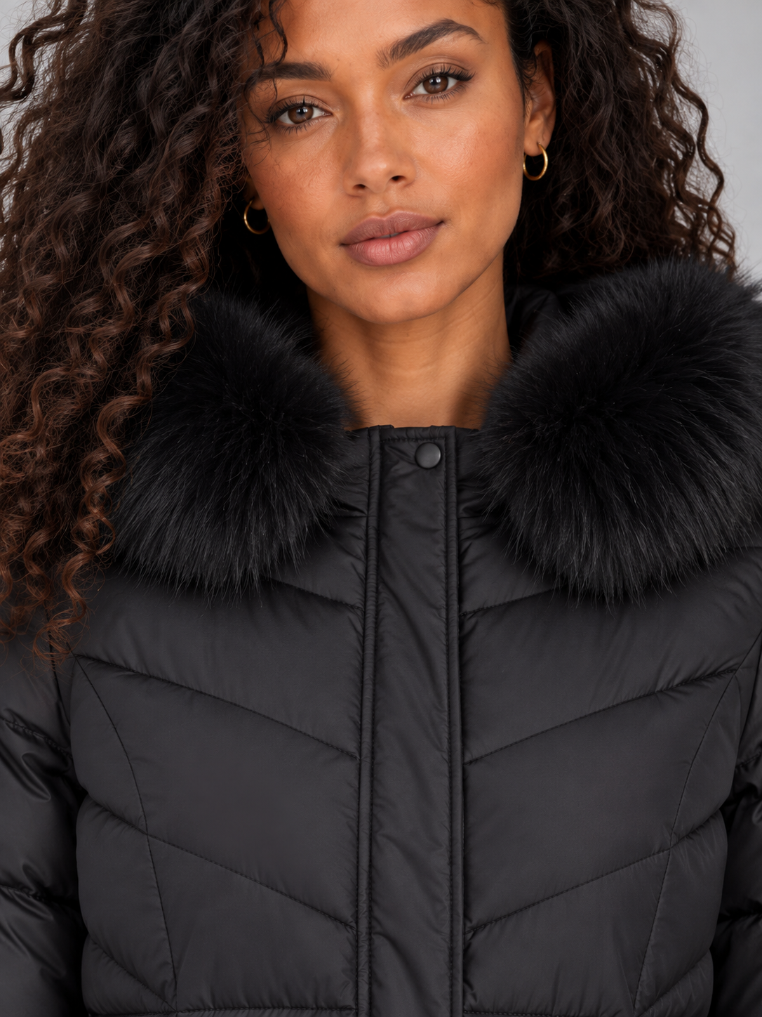 Aureline Longline Faux Fur Hood Quilted Puffer Coat