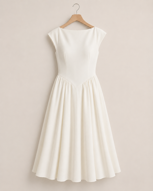 Celeste Cap Sleeve Structured Midi Dress