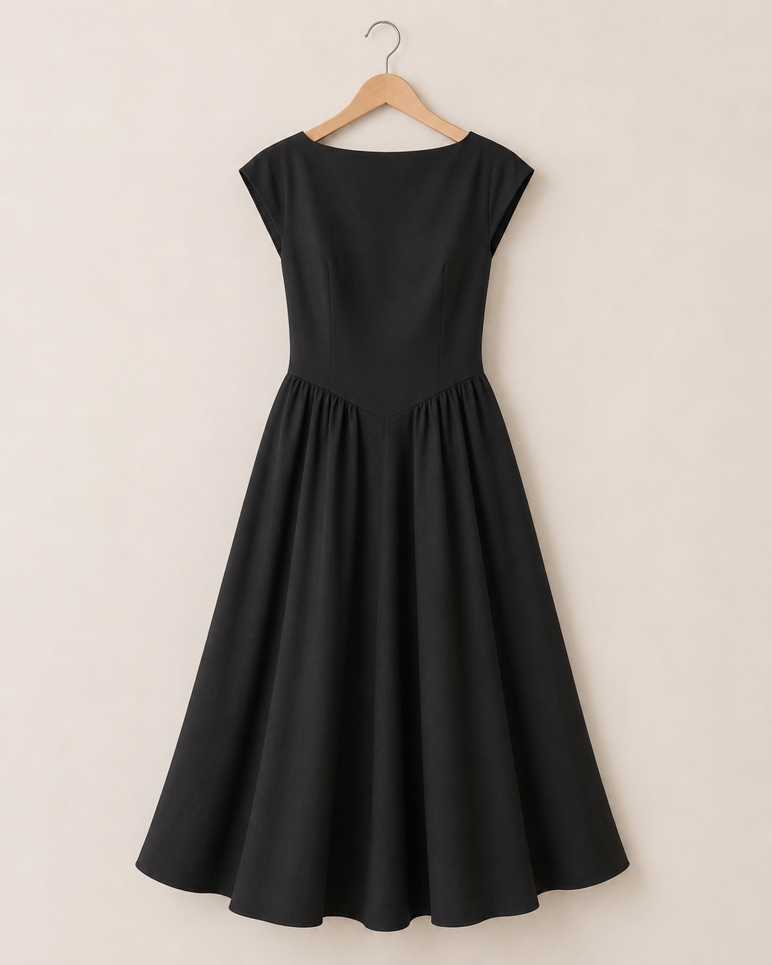 Celeste Cap Sleeve Structured Midi Dress