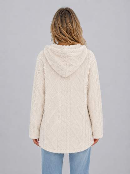 Cosima Longline Hooded Button Front Teddy Cardigan