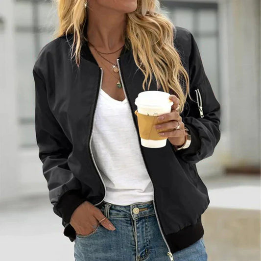 Mabel Relaxed Fit Zip Front Bomber Jacket