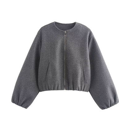 Odessa Cropped Elasticated Hem Bomber Jacket