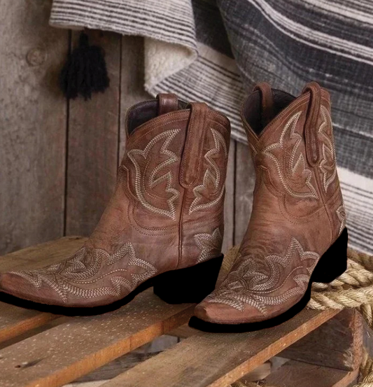 Annika Embroidered Mid-Calf Cowboy Boots