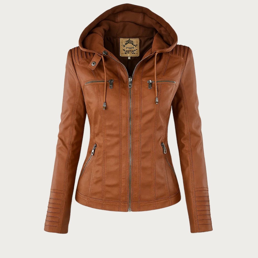 Nerina Removable Hood Vegan Leather Biker Jacket