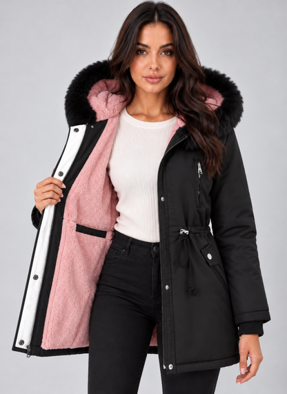 Maribel Faux Fur Lined Drawstring Waist Winter Parka