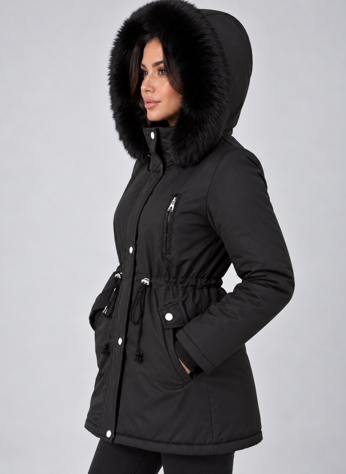 Maribel Faux Fur Lined Drawstring Waist Winter Parka